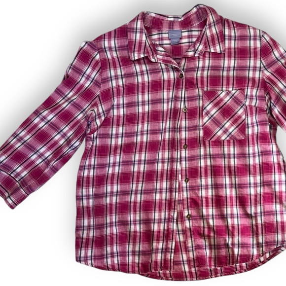 Laura Scott Pink Plaid Flannel Button Down - Picture 2 of 11